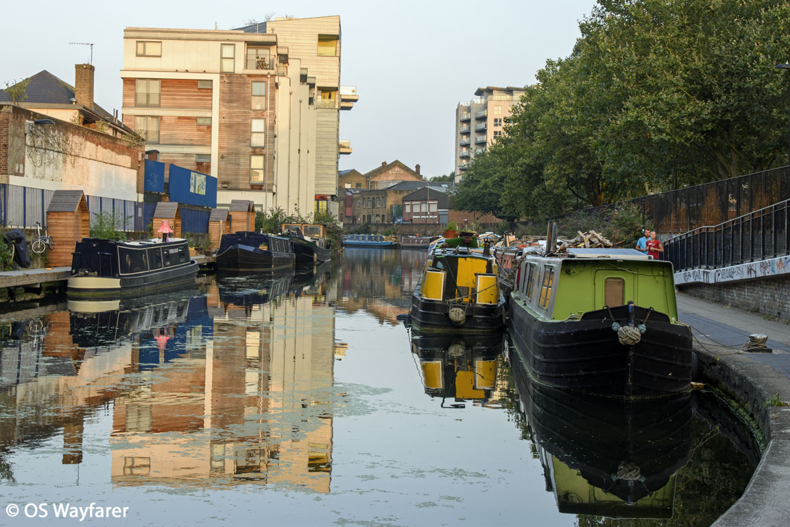 Canal reflections from the towpath between Whitmore and Rosemary Branch Bridges.