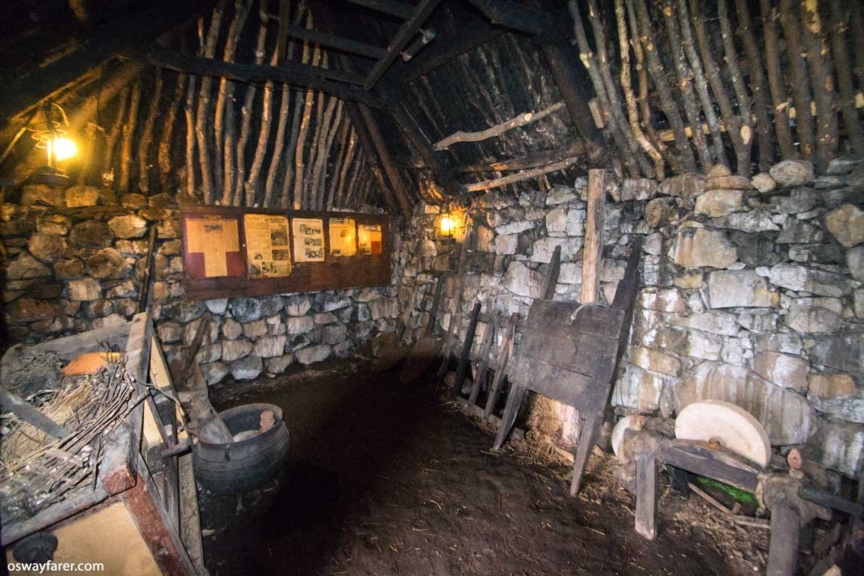 This is the second room of the two room Colbost Croft Museum. It is a classic example of an early 19th century "Blackhouse". Isle of Skye, Colbost Croft Museum - Work Room