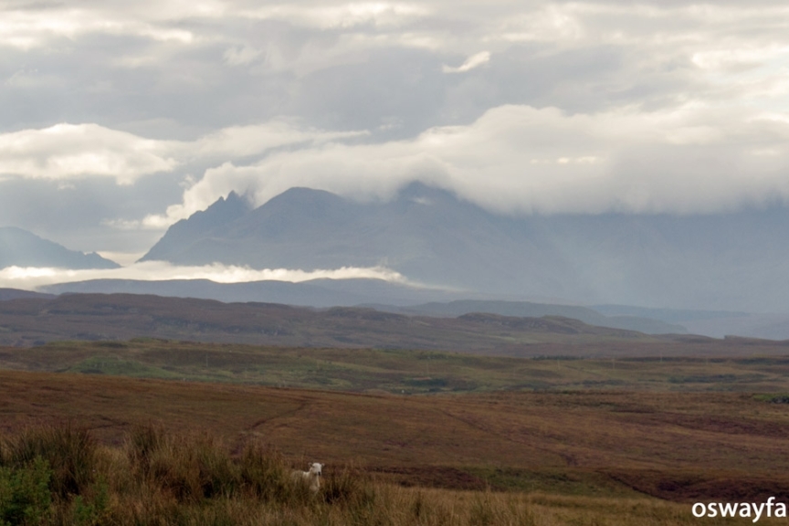 An example of the mountain scenery so common on the island. Isle of Skye, B884 to Colbost