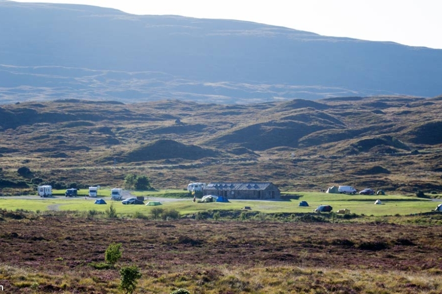 Exposed caravan park near Sligachan. Isle of Skye, Sligachan - "Circling the Wagons"
