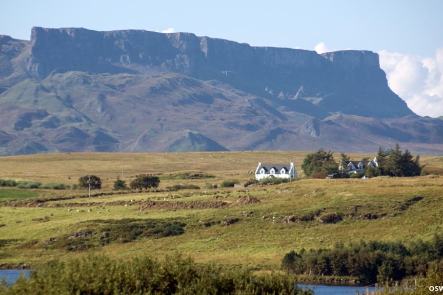 The countryside between Mt Storr and Staffin is very picturesque. Isle of Skye, South of Staffin - Mountain Ranges