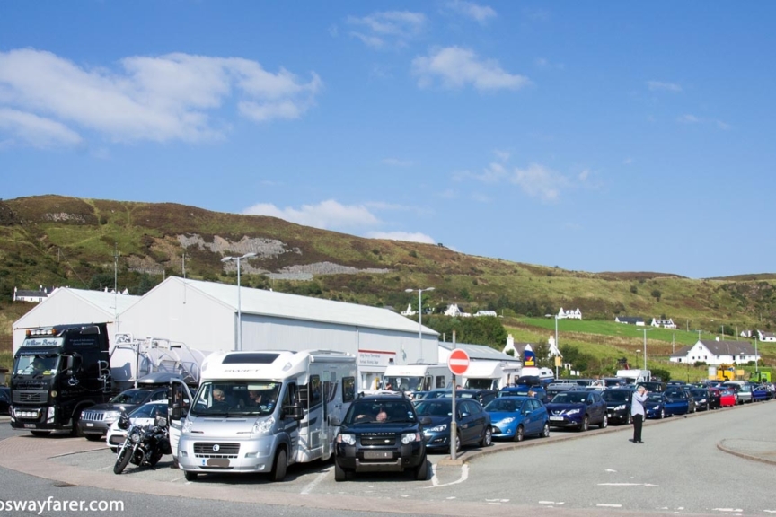 We couldn't believe all these cars would find a space on the ferry, but of course they did. Isle of Skye, Uig Ferry Terminal - Car Park