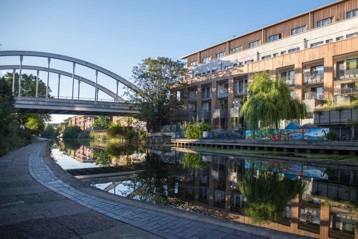 Picturesque Regent's Canal Bridge 46 between Kingsland Basin and Victoria Park Regent's-Canal-Bridge-46