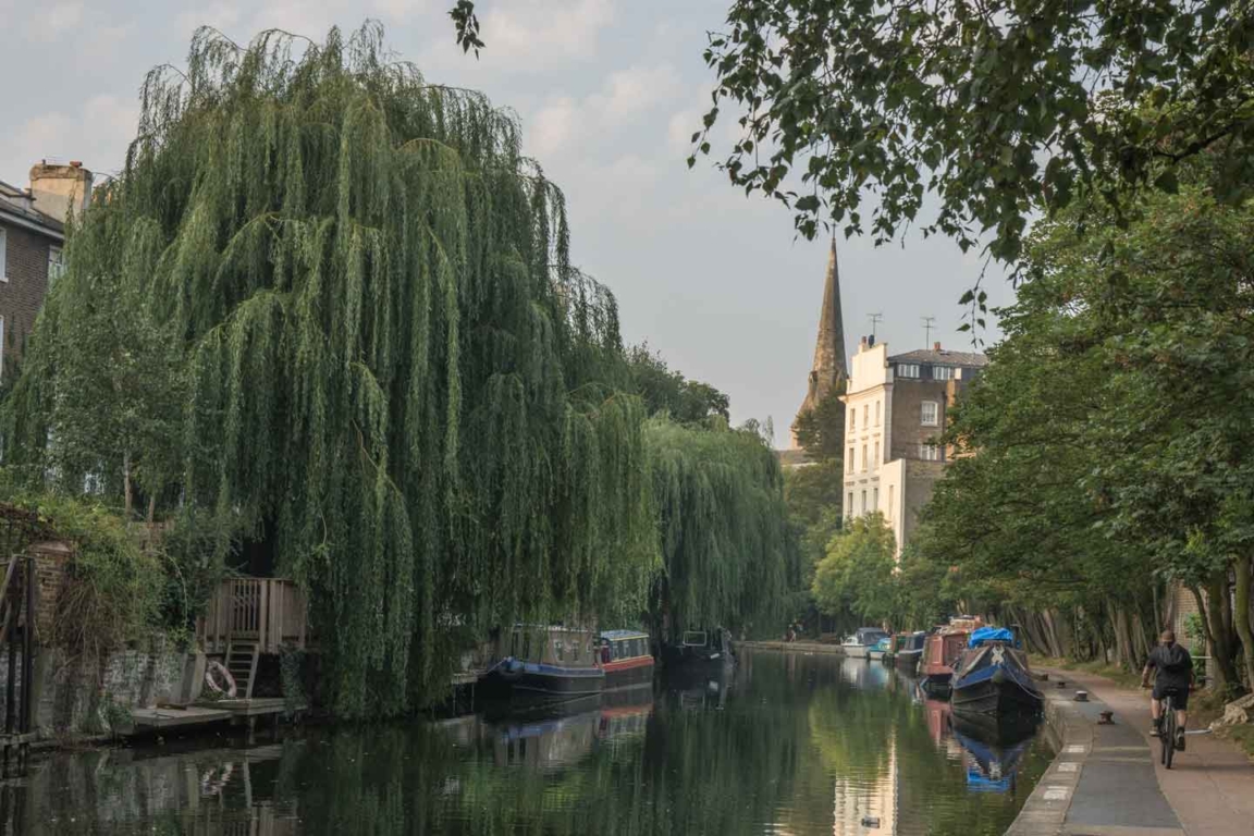 The Spire of St Mark's Church adjacent to the canal between Camden Road (North Bridge) and Lisson Grove St-Marks-Church