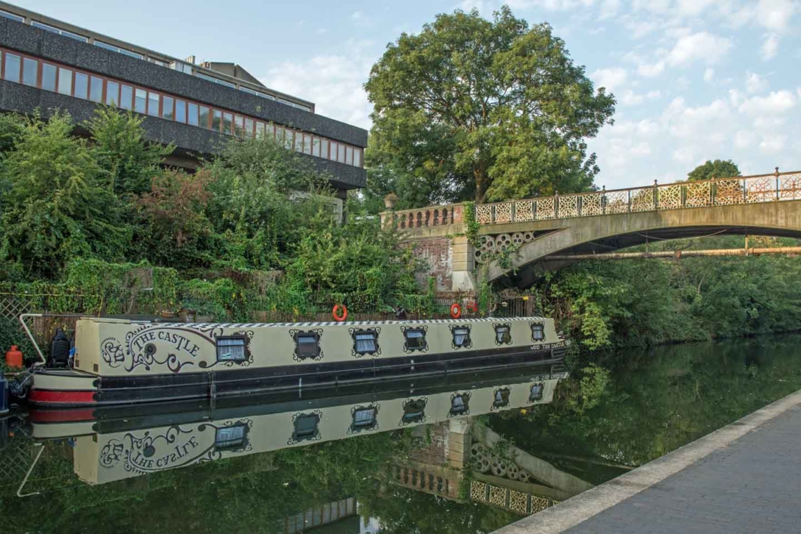 Castle Narrowboat moored near the Pirate Castle between Camden Road (North Bridge) and Lisson Grove The-Castle-Narrowboat